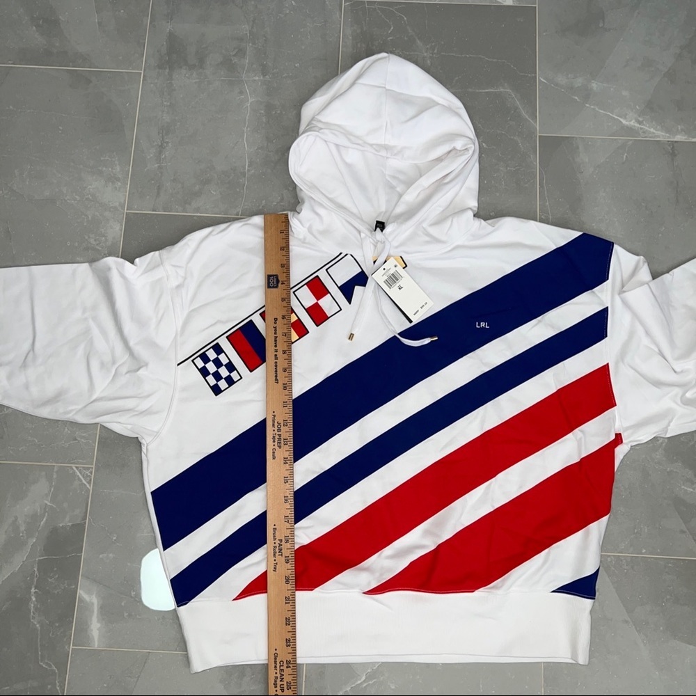 Lauren Ralph Lauren Women’s Striped Hoodie White - Picture 10 of 12